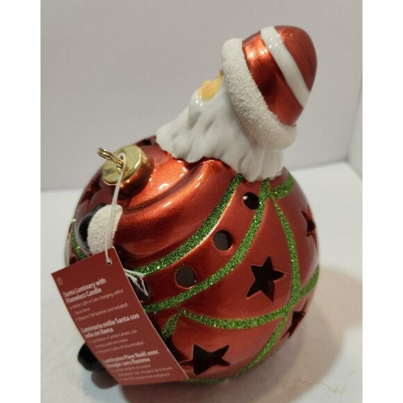 Home Reflections Ceramic Luminary Santa Ornament w/ Colorful Lights or Candle - Picture 13 of 16